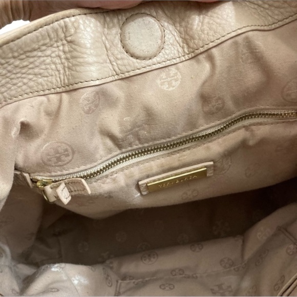 Tory Burch Womens Port Frida Blush Pink Diamond Stitched Pebbled Hobo Tote $548 - Picture 2 of 12